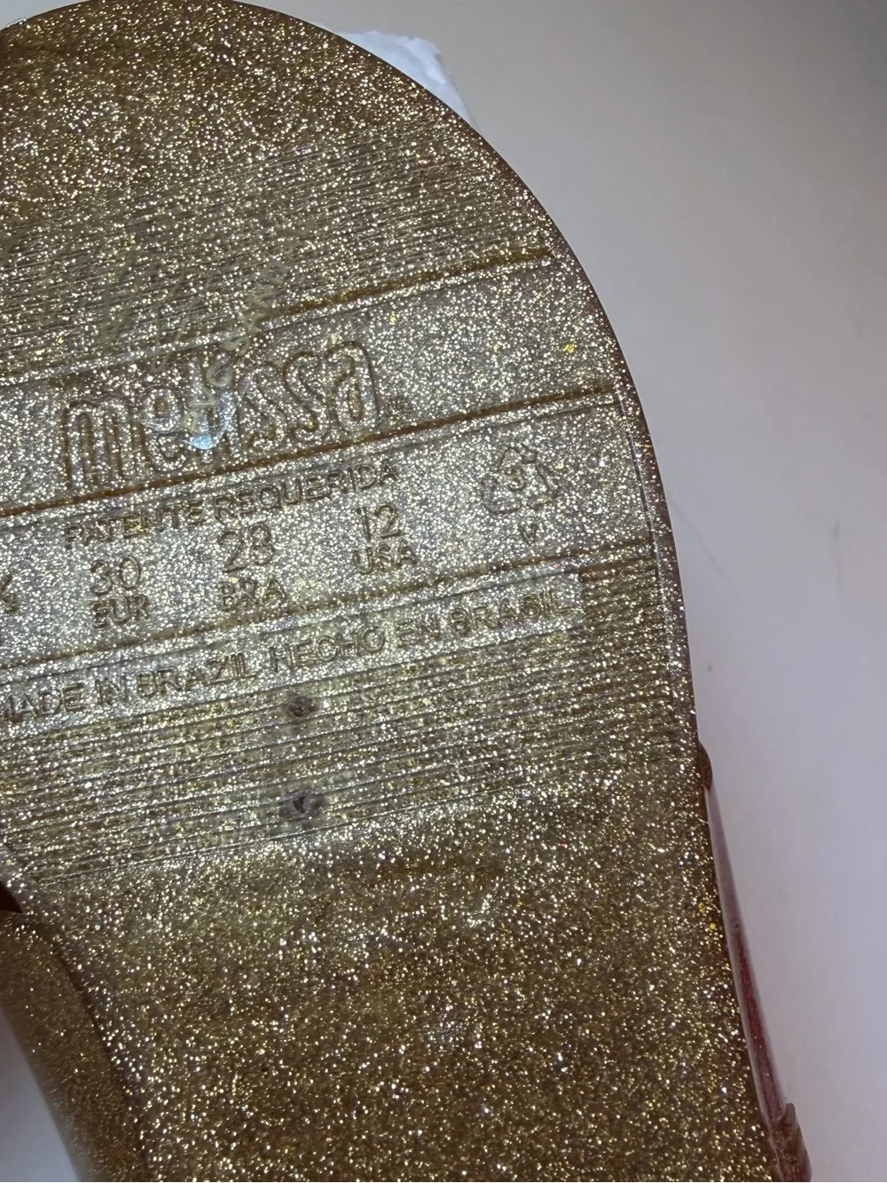 Mini Melissa mel Dreamed by Melissa Gold Glitter Jelly Sandals